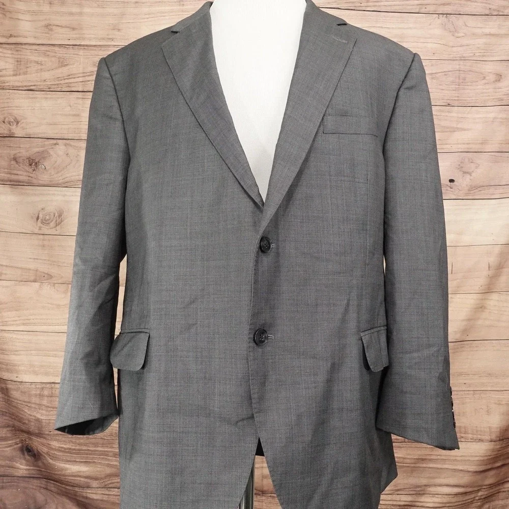 Peter Millar Suit Jacket Mens 50R Gray Wool 2 Button Notch Lapel Inner Pockets